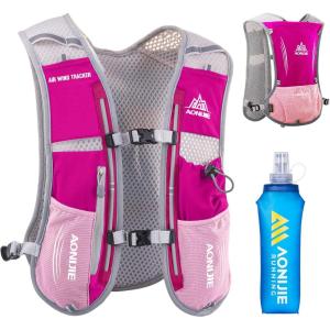 image:imageAzarxis Running Water Bottles Flask BPA Free Leakproof Hydration Vest Packs Waist Belt Replacement for Triathlon Marathon Hiking Cycling Climbing Runner4 Rose Red 5L with a 500ml Soft Flask