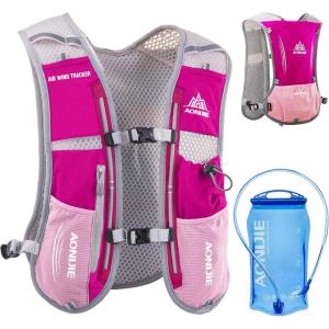 image:imageAzarxis Running Water Bottles Flask BPA Free Leakproof Hydration Vest Packs Waist Belt Replacement for Triathlon Marathon Hiking Cycling Climbing Runner4 Rose Red 5L with a 15L Hydration Bladder