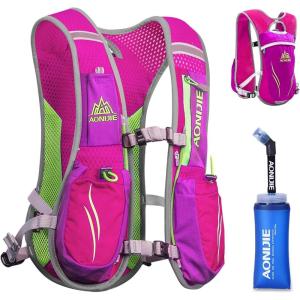 image:imageAzarxis Running Water Bottles Flask BPA Free Leakproof Hydration Vest Packs Waist Belt Replacement for Triathlon Marathon Hiking Cycling Climbing Runner5 Rose Red 55L with a 350ml Soft Flask