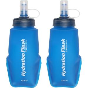 image:imageAzarxis TPU Soft Flask Collapsible Water Bottle Running Folding Gel Water Reservoir Handheld for Hydration Pack Hiking Cycling Climbing Jogging Marathon Trail Race04 Blue  250ml  2pack