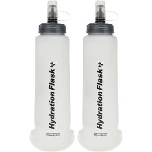 image:imageAzarxis TPU Soft Flask Collapsible Water Bottle Running Folding Gel Water Reservoir Handheld for Hydration Pack Hiking Cycling Climbing Jogging Marathon Trail Race05 White  500ml  2pack