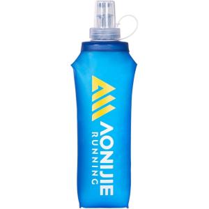 image:imageAzarxis TPU Soft Flask Collapsible Water Bottle Running Folding Gel Water Reservoir Handheld for Hydration Pack Hiking Cycling Climbing Jogging Marathon Trail Race01 Blue  500ml 1pack