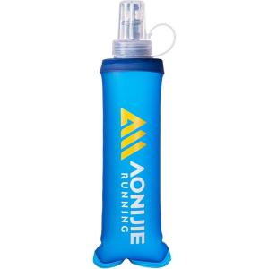 image:imageAzarxis TPU Soft Flask Collapsible Water Bottle Running Folding Gel Water Reservoir Handheld for Hydration Pack Hiking Cycling Climbing Jogging Marathon Trail Race01 Blue  250ml 1pack