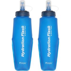 image:imageAzarxis TPU Soft Flask Collapsible Water Bottle Running Folding Gel Water Reservoir Handheld for Hydration Pack Hiking Cycling Climbing Jogging Marathon Trail Race04 Blue  350ml  2pack