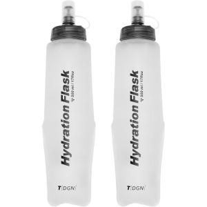 image:imageAzarxis TPU Soft Flask Collapsible Water Bottle Running Folding Gel Water Reservoir Handheld for Hydration Pack Hiking Cycling Climbing Jogging Marathon Trail Race04 White  500ml  2pack