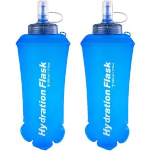 image:imageAzarxis TPU Soft Flask Collapsible Water Bottles BPAFree 250ml 350ml 500ml 600ml for Hydration Vest Pack Running Hiking Cycling Climbing500ml  169oz  2 Pack  Blue