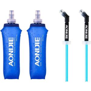 image:imageAzarxis TPU Soft Flask Collapsible Water Bottles BPAFree 250ml 350ml 500ml 600ml for Hydration Vest Pack Running Hiking Cycling Climbing500ml  169oz with Speed Straw  2 Pack