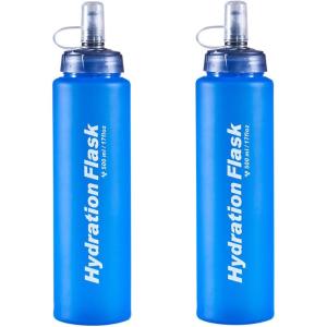 image:imageAzarxis TPU Soft Flask Collapsible Water Bottles BPAFree 250ml 350ml 500ml 600ml for Hydration Vest Pack Running Hiking Cycling ClimbingBlue 500ml  169oz  2 Pack