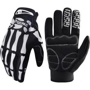image:imageAzarxis Skeleton Gloves Adjustable Lightweight Racing Skull Sports Work Bone Gloves AntiSlip Breathable for Men amp Women Motorcycle Cycling Biking Workout2 White  Reflective  Skeleton Pattern