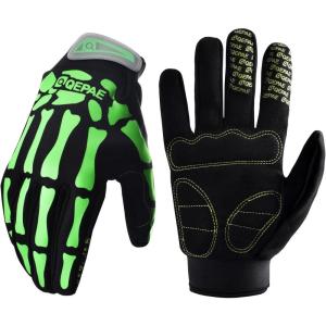 image:imageAzarxis Skeleton Gloves Adjustable Lightweight Racing Skull Sports Work Bone Gloves AntiSlip Breathable for Men amp Women Motorcycle Cycling Biking Workout2 Green  Glow in the Dark  Skeleton Pattern