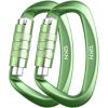 image:imageAzarxis Carabiner Clips 12 25 kN Aluminium D Ring Heavy Duty Lightweight Caribeaners for Hammock Camping Hiking Outdoor Gym Dog Leash Backpack Harness3 12kN  Screwgate  Green  2 Pack