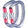 image:imageAzarxis Carabiner Clips 12 25 kN Aluminium D Ring Heavy Duty Lightweight Caribeaners for Hammock Camping Hiking Outdoor Gym Dog Leash Backpack Harness4 25kN  Screwgate  Gray  2 Pack