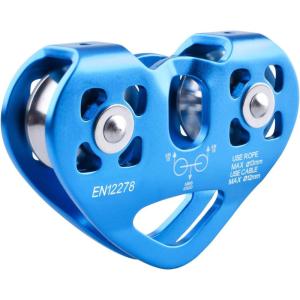 image:imageAzarxis 30 kN Zipline Pulley 6700LBS Zip Line Tandem Dual Trolley Kit for Cable amp Rope Heavy Duty for Rescue Climbing Hauling Backyard Zipline Mountaineering Rigging RedBlue