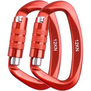 image:imageAzarxis Carabiner Clips 12 25 kN Aluminium D Ring Heavy Duty Lightweight Caribeaners for Hammock Camping Hiking Outdoor Gym Dog Leash Backpack Harness3 12kN  Screwgate  Orange  2 Pack