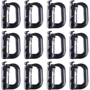 image:imageAzarxis Tactical Carabiner Keychain  Hard Polymer Carabiners Climbing D Rings Light Weight Spring Snap Gear Clip Utility Hooks Backpack Hanging Buckle for Camping Hiking Black  12 Pack
