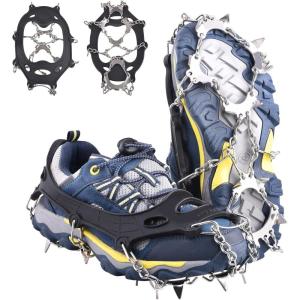 image:imageAzarxis Walk Traction Ice Snow Cleat Treads Grips Grippers Crampons Creepers with 19 Spikes for Shoes Boots Men Women Walking Climbing Hiking Fishing Heavy Duty Anti Slip Stainless Steel3 Black  Kids  13 Spikes