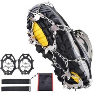 image:imageAzarxis Walk Traction Ice Snow Cleat Treads Grips Grippers Crampons Creepers with 19 Spikes for Shoes Boots Men Women Walking Climbing Hiking Fishing Heavy Duty Anti Slip Stainless Steel1 19 Spikes