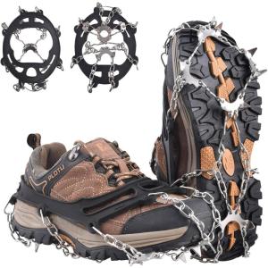 image:imageAzarxis Walk Traction Ice Snow Cleat Treads Grips Grippers Crampons Creepers with 19 Spikes for Shoes Boots Men Women Walking Climbing Hiking Fishing Heavy Duty Anti Slip Stainless Steel5 Black  10 Spikes