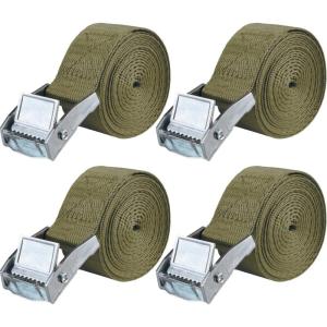 image:imageAzarxis Lashing Straps Ratchet Tie Down Secure Cinch Strap Adjustable Cam Buckles Belts Heavy Duty up to 441 lbs Capacity for Motorcycle Cargo Kayak Boat Canoe Truck Trailer Black  4 Pack164 ft2 Green  Silver Buckle  4 Pack