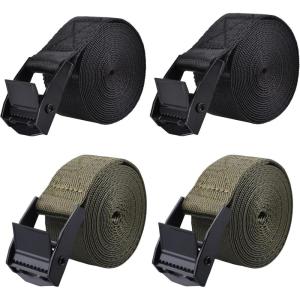 image:imageAzarxis Lashing Straps Ratchet Tie Down Secure Cinch Strap Adjustable Cam Buckles Belts Heavy Duty up to 441 lbs Capacity for Motorcycle Cargo Kayak Boat Canoe Truck Trailer Black  4 Pack164 ft1 Black  2 Pack  Green  2 Pack
