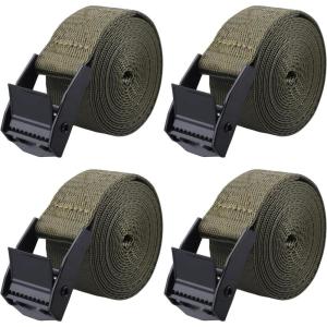 image:imageAzarxis Lashing Straps Ratchet Tie Down Secure Cinch Strap Adjustable Cam Buckles Belts Heavy Duty up to 441 lbs Capacity for Motorcycle Cargo Kayak Boat Canoe Truck Trailer Black  4 Pack164 ft1 Green  4 Pack
