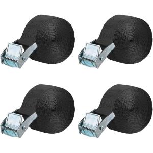 image:imageAzarxis Lashing Straps Ratchet Tie Down Secure Cinch Strap Adjustable Cam Buckles Belts Heavy Duty up to 441 lbs Capacity for Motorcycle Cargo Kayak Boat Canoe Truck Trailer Black  4 Pack164 ft2 Black with Silver Buckle  4 Pack