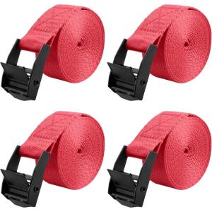 image:imageAzarxis Lashing Straps Ratchet Tie Down Secure Cinch Strap Adjustable Cam Buckles Belts Heavy Duty up to 441 lbs Capacity for Motorcycle Cargo Kayak Boat Canoe Truck Trailer Black  4 Pack164 ft1 Red  4 Pack