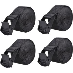 image:imageAzarxis Lashing Straps Ratchet Tie Down Secure Cinch Strap Adjustable Cam Buckles Belts Heavy Duty up to 441 lbs Capacity for Motorcycle Cargo Kayak Boat Canoe Truck Trailer Black  4 Pack164 ft1 Black  4 Pack