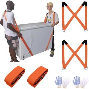image:imageAzarxis Moving Straps 2Person Lifting and Carrying System Adjustable Shoulder Harness with Back Support for Furniture Mattresses Heavy Objects02 Orange  with Back Support