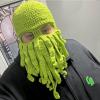 image:imageAzarxis Beard Beanie Hat Knit Funny Pirate Hat Winter Octopus Hat Windproof Warm Squid Mask for Men Women HalloweeGray