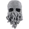 image:imageAzarxis Beard Beanie Hat Knit Funny Pirate Hat Winter Octopus Hat Windproof Warm Squid Mask for Men Women HalloweeGray