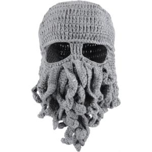 image:imageAzarxis Beard Beanie Hat Knit Funny Pirate Hat Winter Octopus Hat Windproof Warm Squid Mask for Men Women HalloweeGray