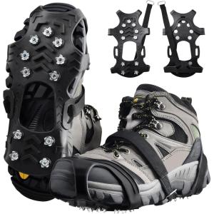 image:imageAzarxis Walk Traction Ice Cleat Spikes Crampons with 10 Spikes Snow Grips Stretch Footwear Traction for Walking Jogging Climbing Hiking on Snow and Ice02 11 Spikes  Manganese Steel
