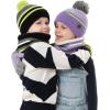 image:imageAzarxis Kids Childrens Balaclava Hat Fleece Ski Face Mask Winter Cap Adjustable Double Neck Warmer05 Light Purple  Hat Scarf Gloves Set