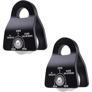 image:imageAzarxis 20 kN Micro Side Swing Pulley Prusik Minding Pulleys for 047  12mm RopeCable Rock Climbing Tree Arborist Zipline Lifting Hauling Dragging Rescue Aerrial Work Hitch Tending01 Black  2 Pack