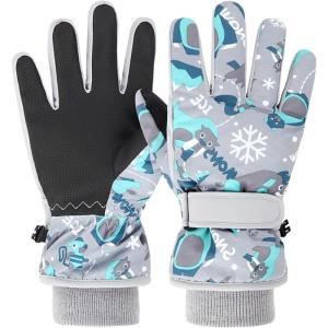 image:imageAzarxis Kids Children Ski Gloves Winter Snow Gloves Waterproof Winter Warm Glove for Snowboarding Sledding02 Gray