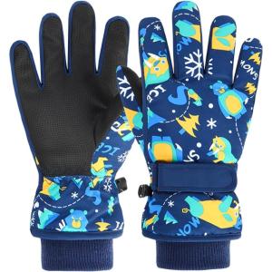 image:imageAzarxis Kids Children Ski Gloves Winter Snow Gloves Waterproof Winter Warm Glove for Snowboarding Sledding02 Navy Blue