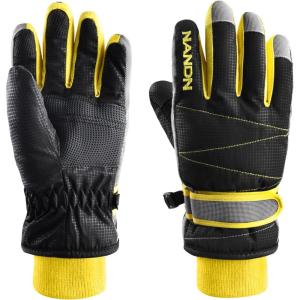 image:imageAzarxis Kids Children Ski Gloves Winter Snow Gloves Waterproof Winter Warm Glove for Snowboarding Sledding04 Black Thicker Version