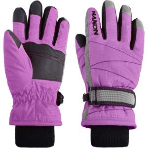 image:imageAzarxis Kids Children Ski Gloves Winter Snow Gloves Waterproof Winter Warm Glove for Snowboarding Sledding04 Purple Thicker Version