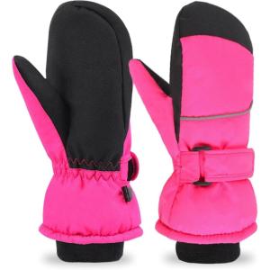 image:imageAzarxis Kids Children Ski Gloves Winter Snow Gloves Waterproof Winter Warm Glove for Snowboarding Sledding05 Rose Red