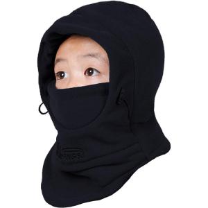 image:imageAzarxis Kids Childrens Balaclava Hat Fleece Ski Face Mask Winter Cap Adjustable Double Neck Warmer01 Black