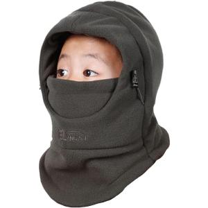 image:imageAzarxis Kids Childrens Balaclava Hat Fleece Ski Face Mask Winter Cap Adjustable Double Neck Warmer01 Dark Green