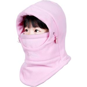 image:imageAzarxis Kids Childrens Balaclava Hat Fleece Ski Face Mask Winter Cap Adjustable Double Neck Warmer01 Pink