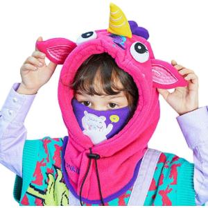 image:imageAzarxis Kids Childrens Balaclava Hat Fleece Ski Face Mask Winter Cap Adjustable Double Neck Warmer02 Rose Red  Unicorn