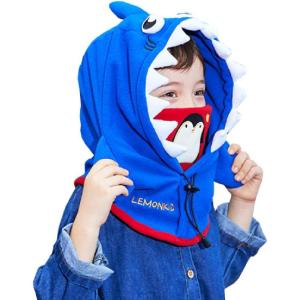 image:imageAzarxis Kids Childrens Balaclava Hat Fleece Ski Face Mask Winter Cap Adjustable Double Neck Warmer2 Blue  Shark