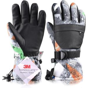 image:imageAzarxis Kids Snow Ski Gloves Children Winter Waterproof Windproof Warm Touchscreen Snowboard Gloves for Boys amp Girls01 Black