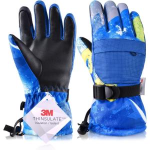 image:imageAzarxis Kids Snow Ski Gloves Children Winter Waterproof Windproof Warm Touchscreen Snowboard Gloves for Boys amp Girls01 Blue