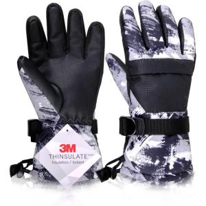 image:imageAzarxis Kids Snow Ski Gloves Children Winter Waterproof Windproof Warm Touchscreen Snowboard Gloves for Boys amp Girls01 Gray
