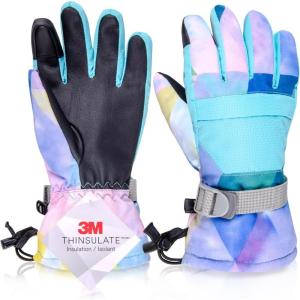 image:imageAzarxis Kids Snow Ski Gloves Children Winter Waterproof Windproof Warm Touchscreen Snowboard Gloves for Boys amp Girls01 Light Blue