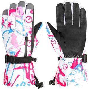 image:imageAzarxis Kids Snow Ski Gloves Children Winter Waterproof Windproof Warm Touchscreen Snowboard Gloves for Boys amp Girls04 Rose Red